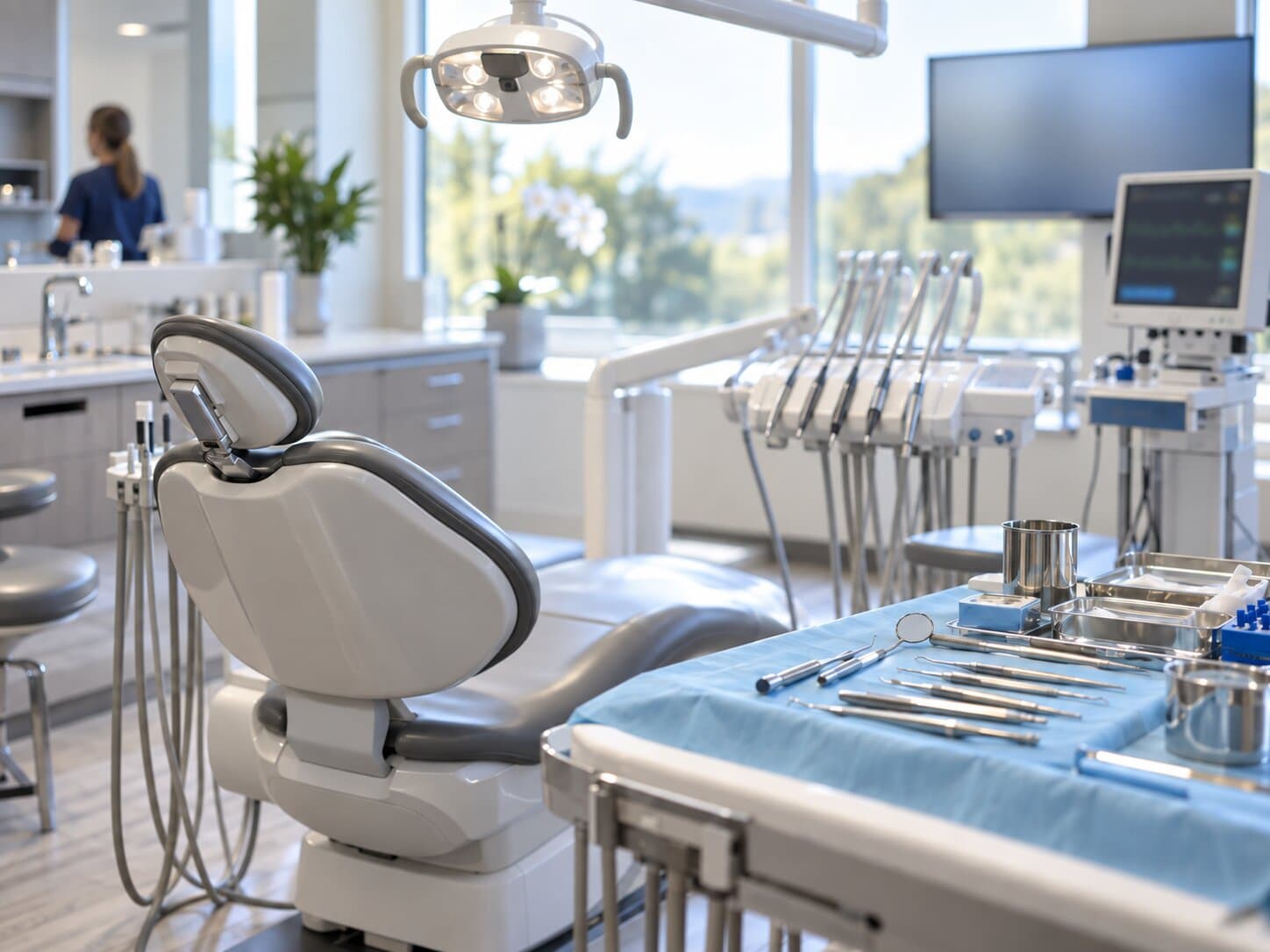 A dental operatory in a host practice, set up for oral surgery